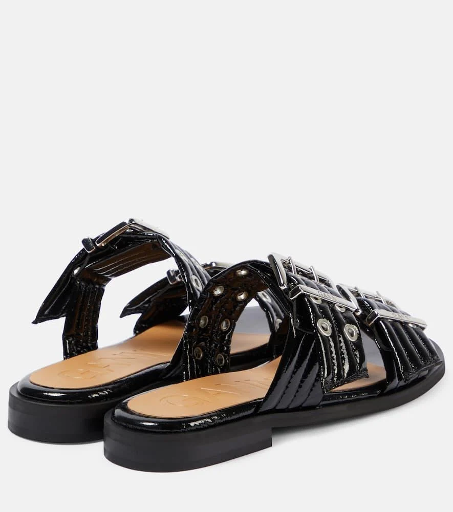 Studded patent leather sandals