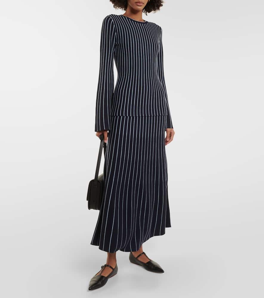 Phelan striped wool and silk maxi skirt