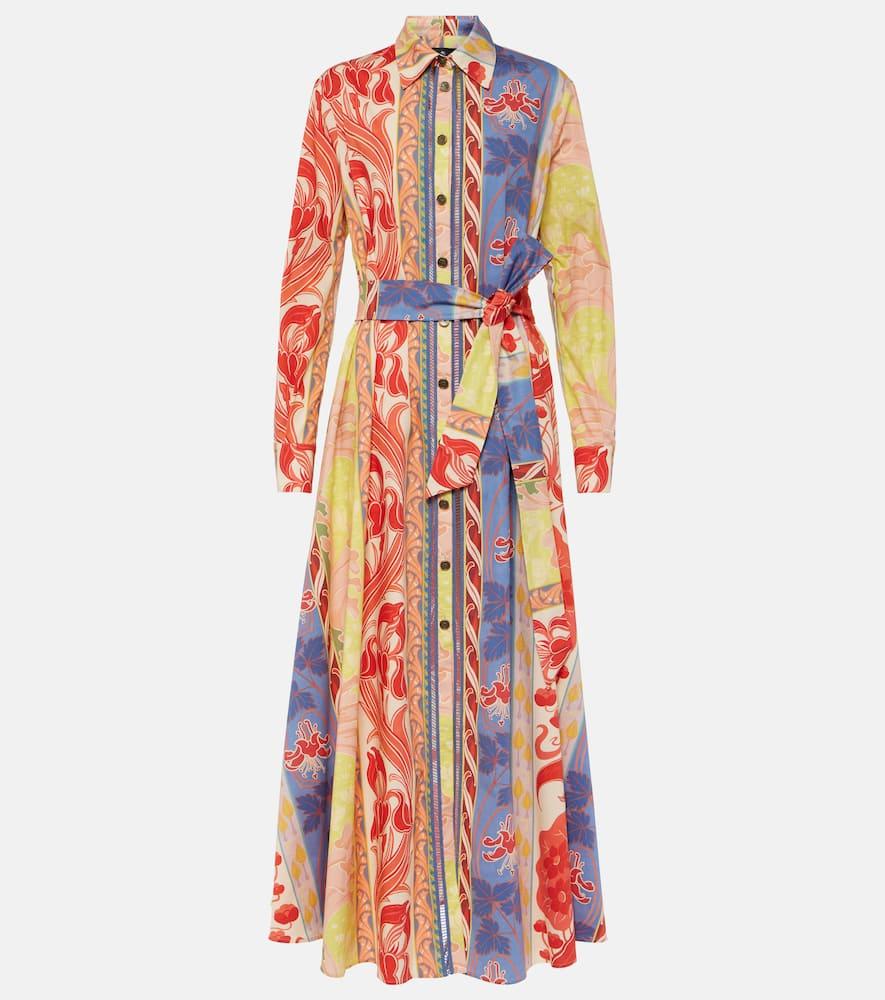 Printed cotton-blend shirt dress