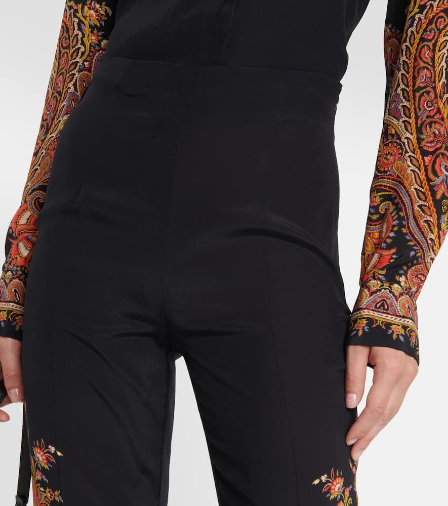 Paisley high-rise silk pants