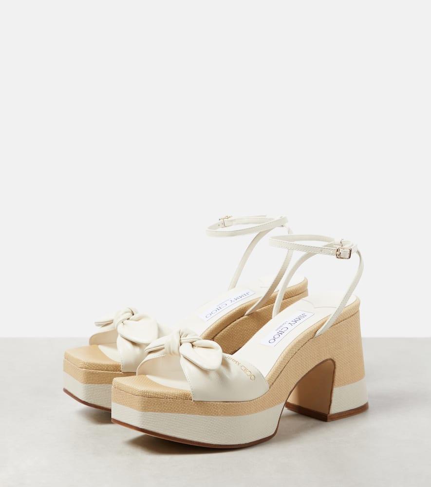 Ricia leather and raffia platform sandals