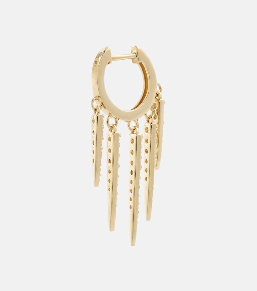 Fringe Huggie 14kt gold hoop earrings with diamonds