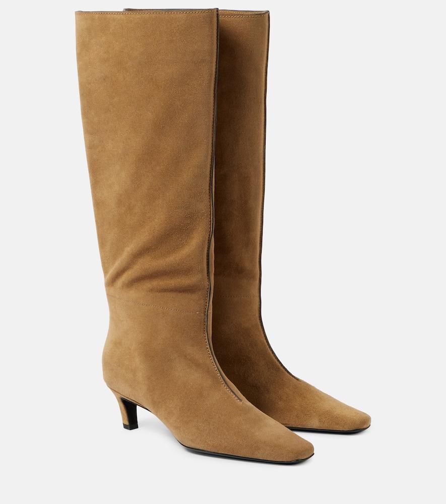 Wide Shaft suede knee-high boots