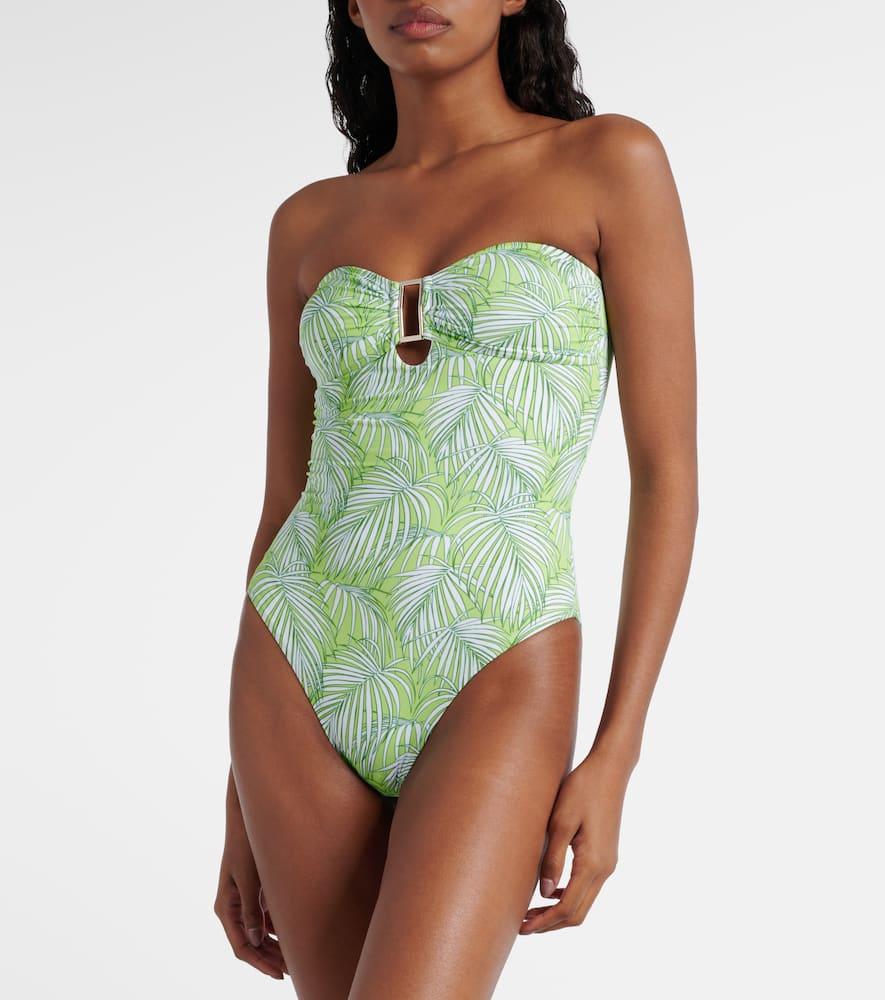 Como printed strapless swimsuit