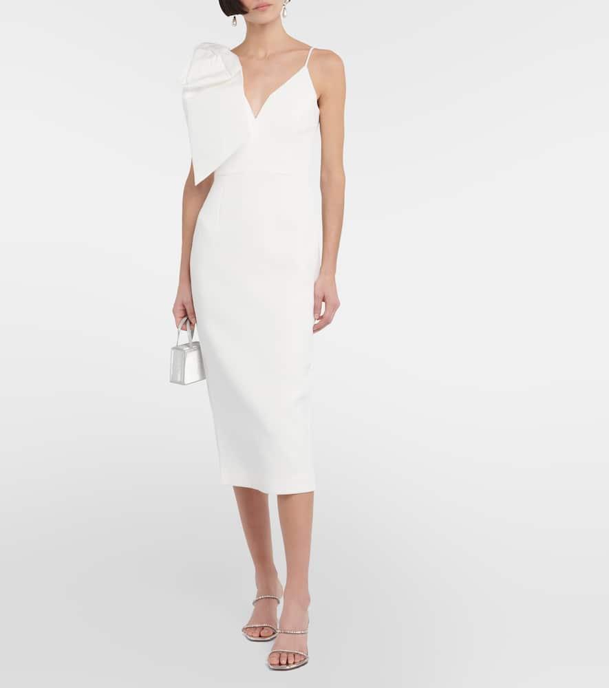 Bow-trimmed crêpe midi dress