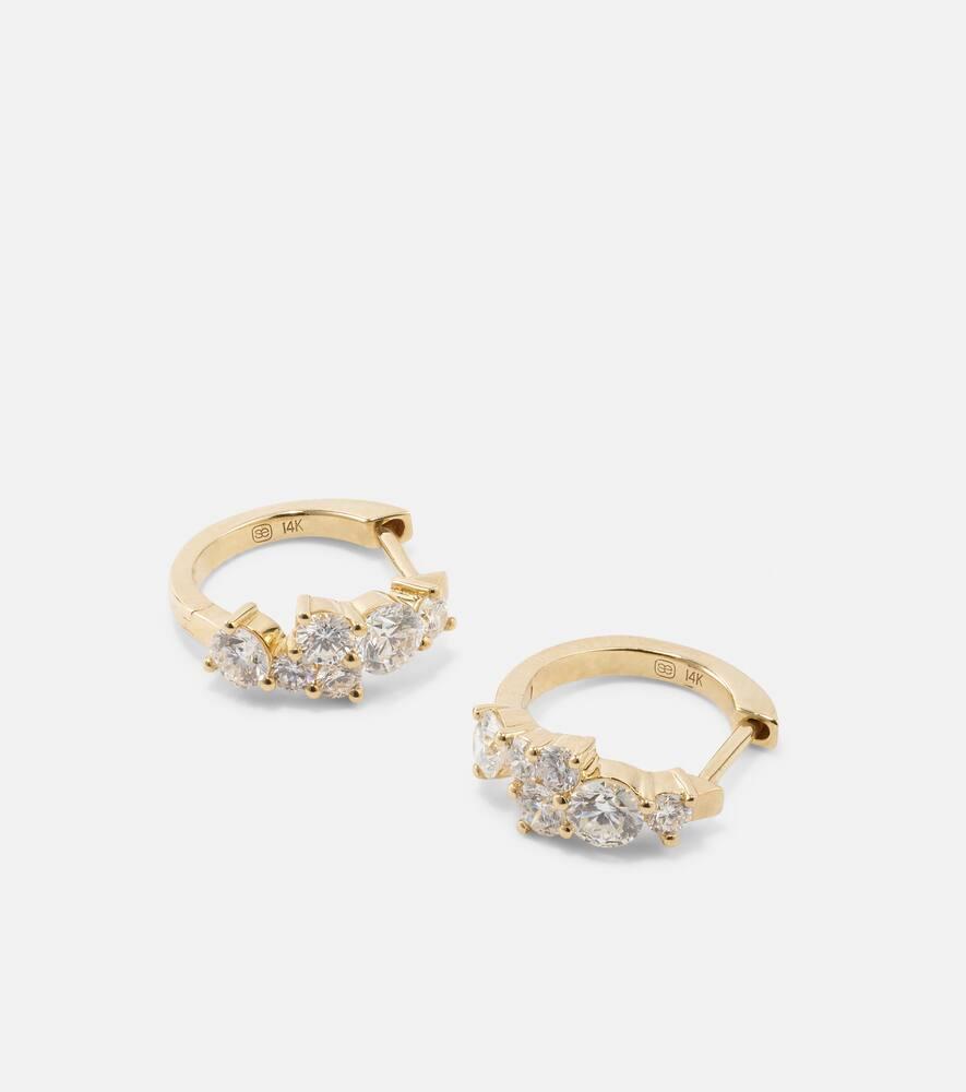 Huggie 14kt gold earrings with diamonds