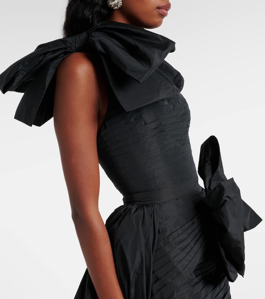 Bow-detail taffeta bustier gown