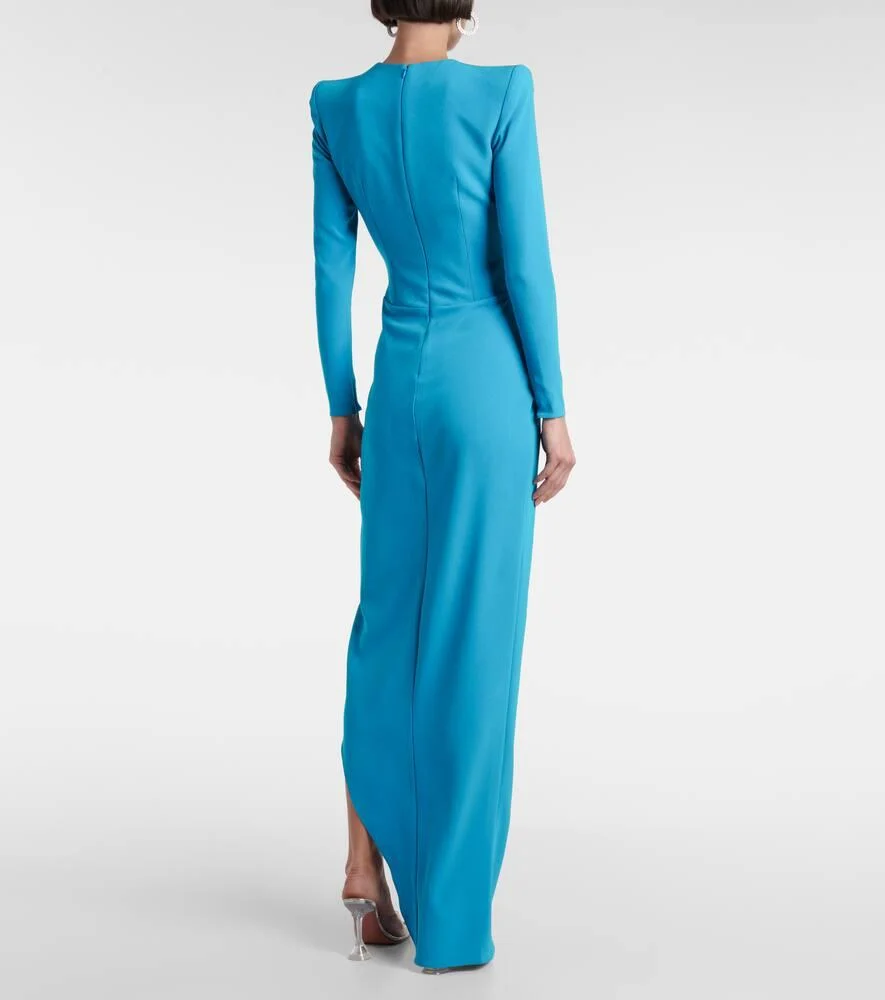 Draped asymmetric crêpe gown