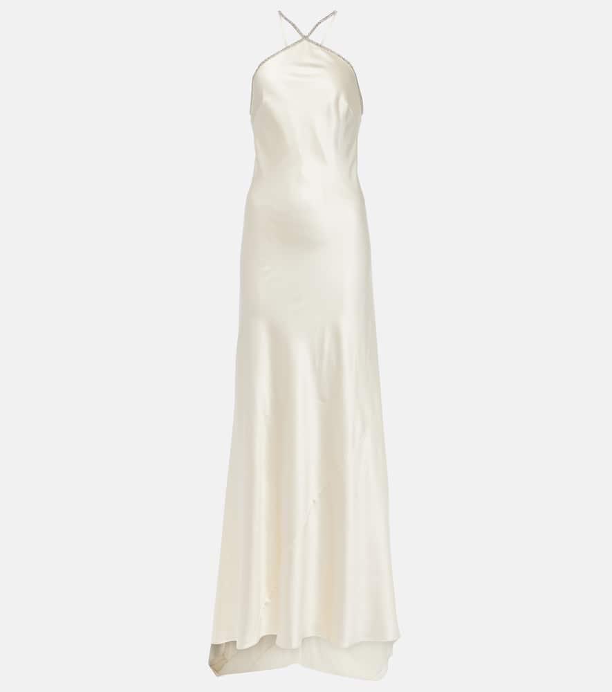 Bridal embellished silk satin gown