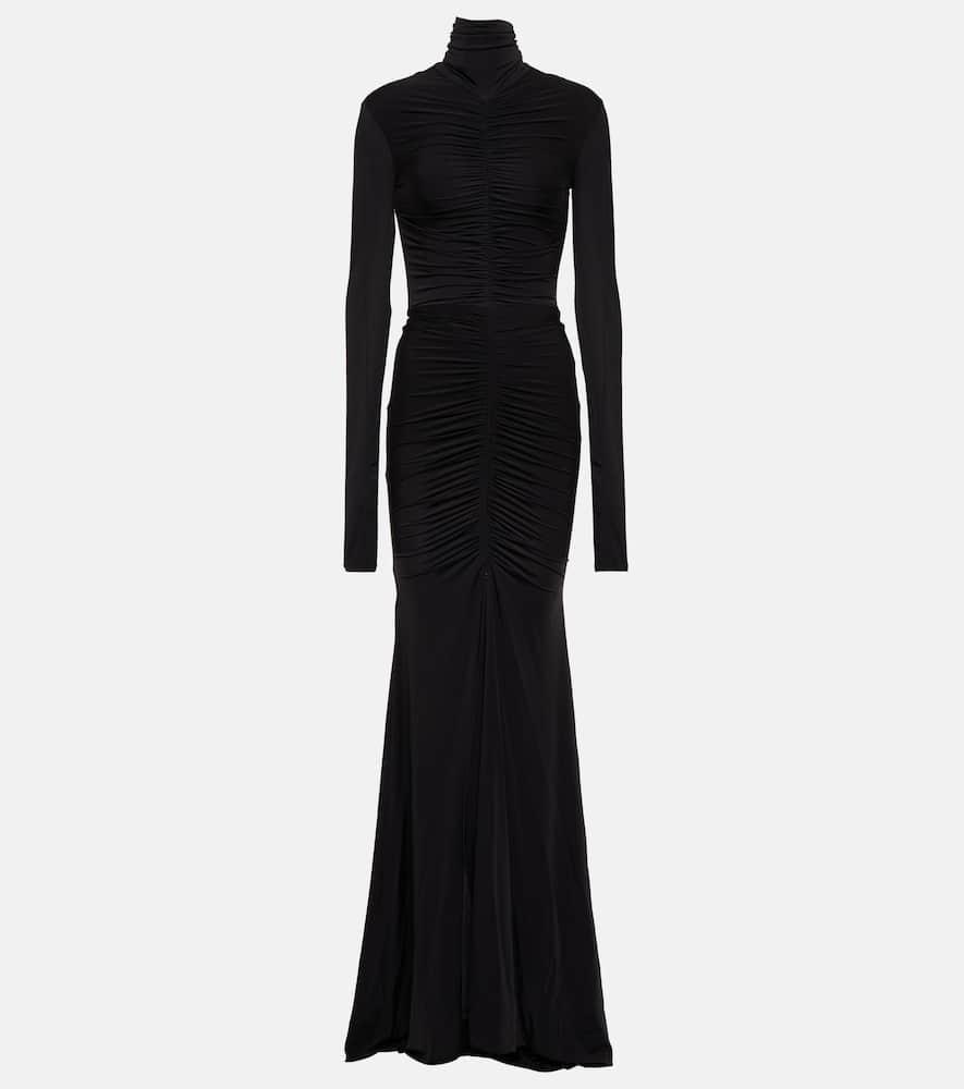 Garner mockneck ruched gown