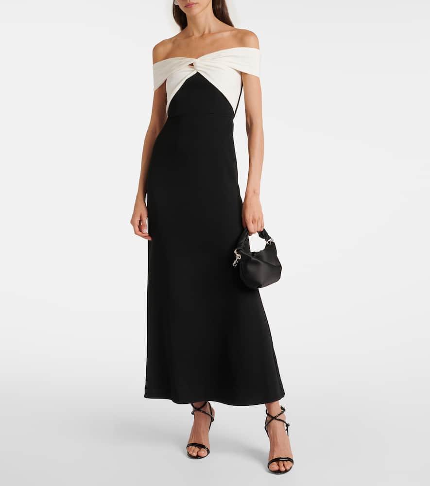 Off-shoulder cady maxi dress