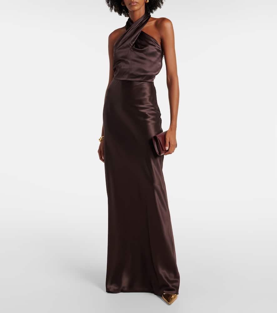 Alberta silk-blend satin maxi dress