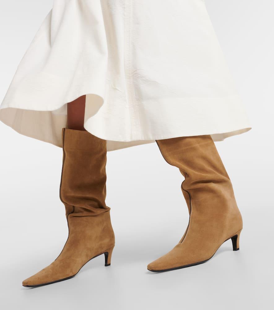 Wide Shaft suede knee-high boots