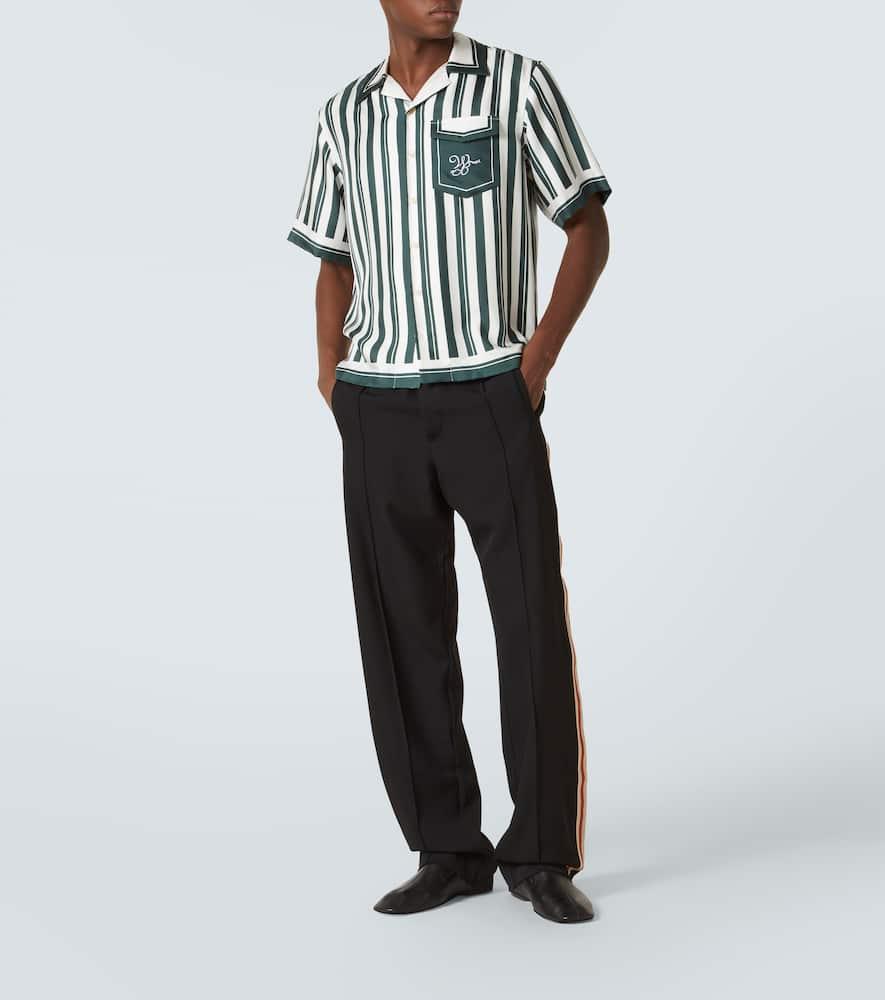 June striped silk bowling shirt