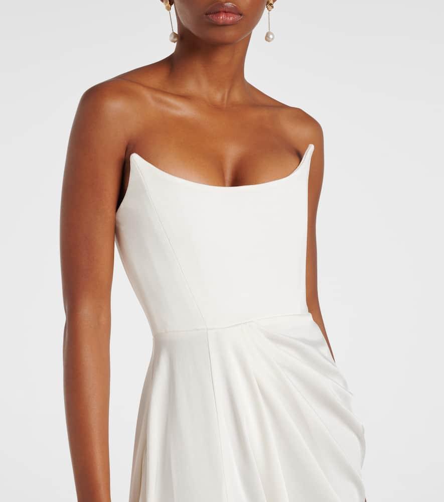 Bridal draped crêpe bustier gown