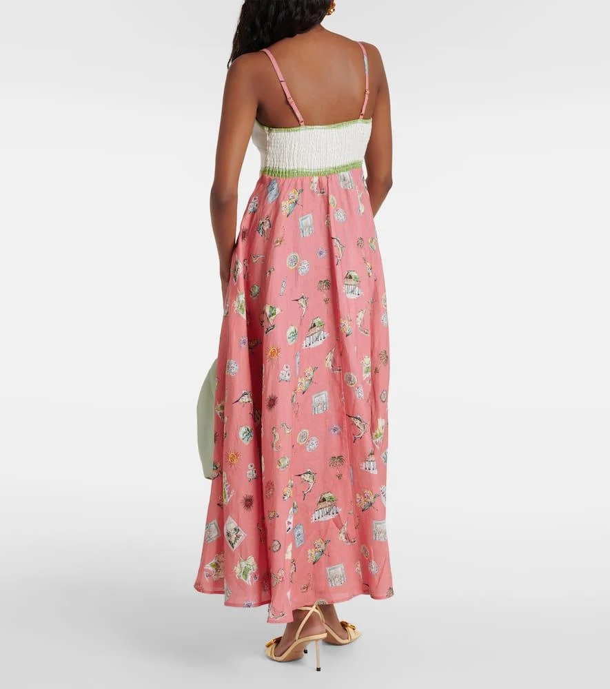 Printed linen maxi dress