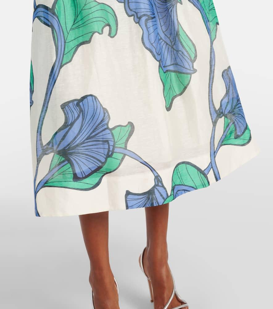 Blue Ivy floral linen and silk midi dress