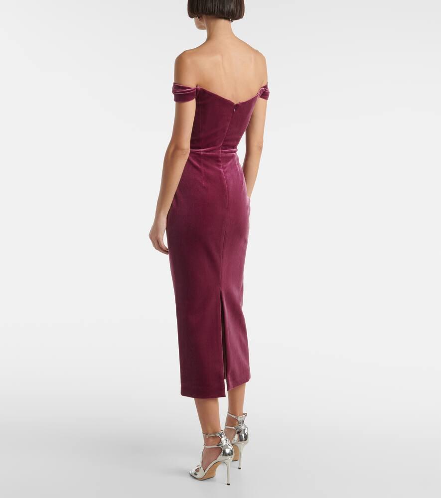 Off-shoulder velvet corset dress