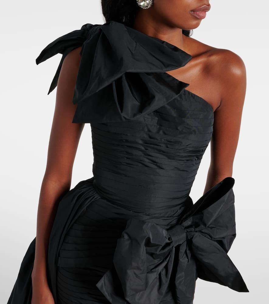 Bow-detail taffeta bustier gown