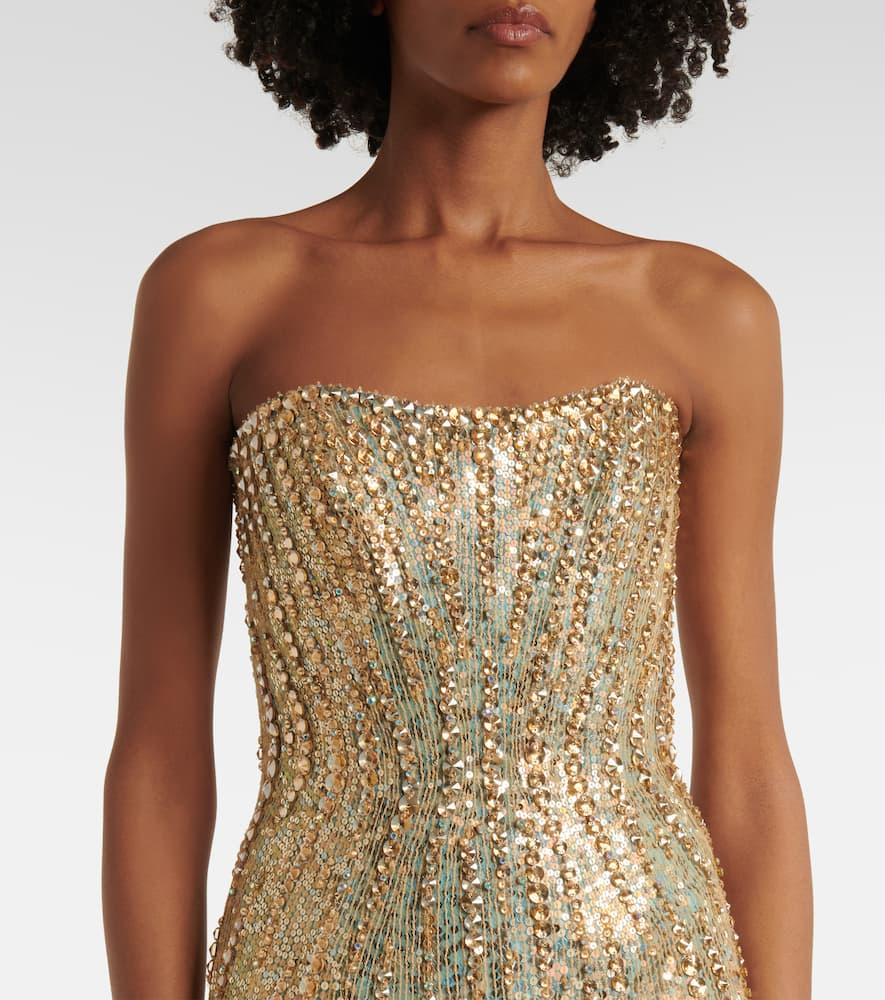 Sarai sequined strapless gown