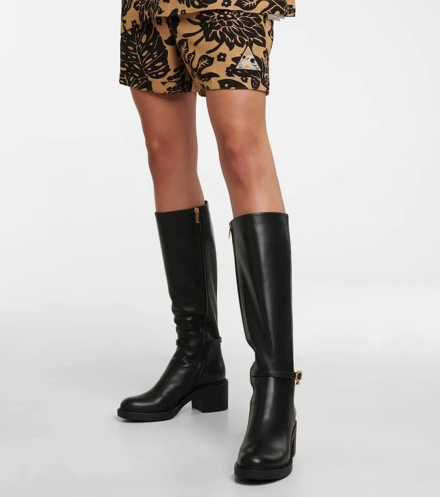 Ribbon Dumont leather knee-high boots