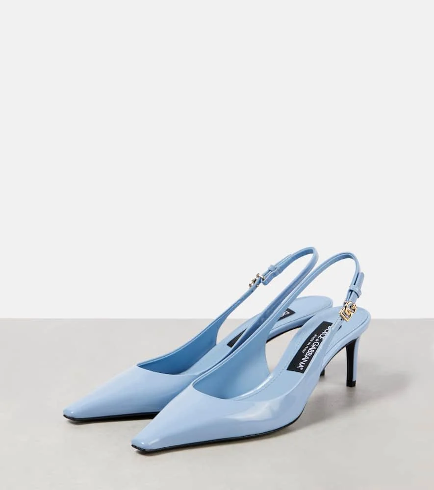 Polished leather slingback pumps