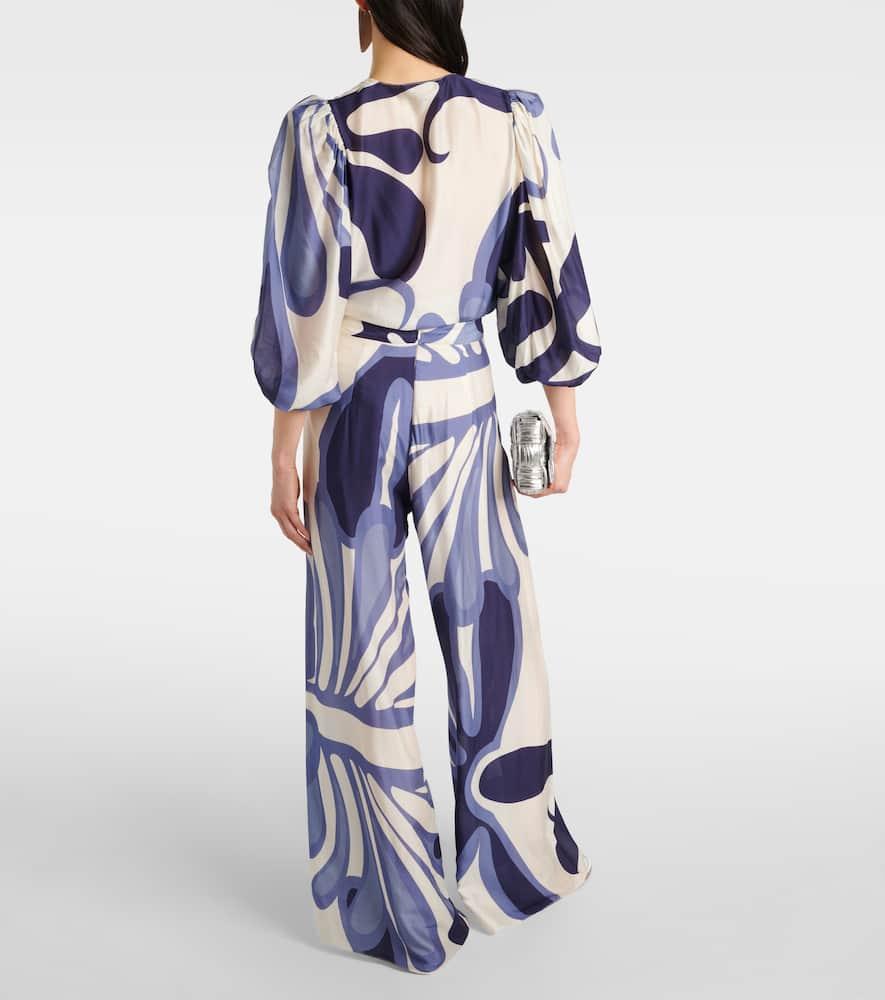 Algae printed high-rise wide-leg pants