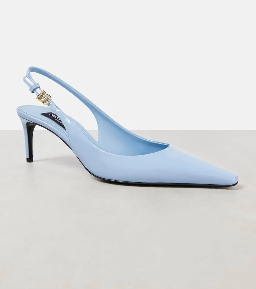 Polished leather slingback pumps