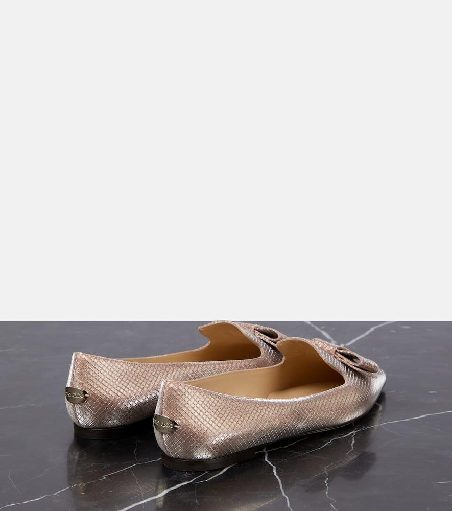 Gala bow-embellished ballet flats