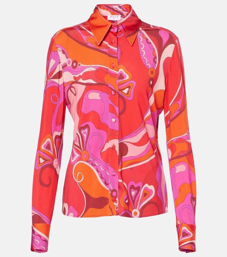 Orchidee jersey satin shirt