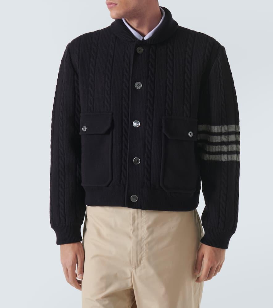 4-Bar wool and cotton-blend bomber jacket