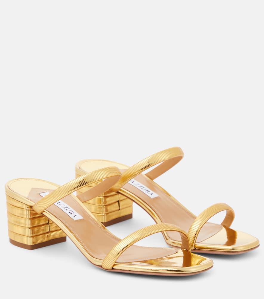 Riviera metallic faux leather mules