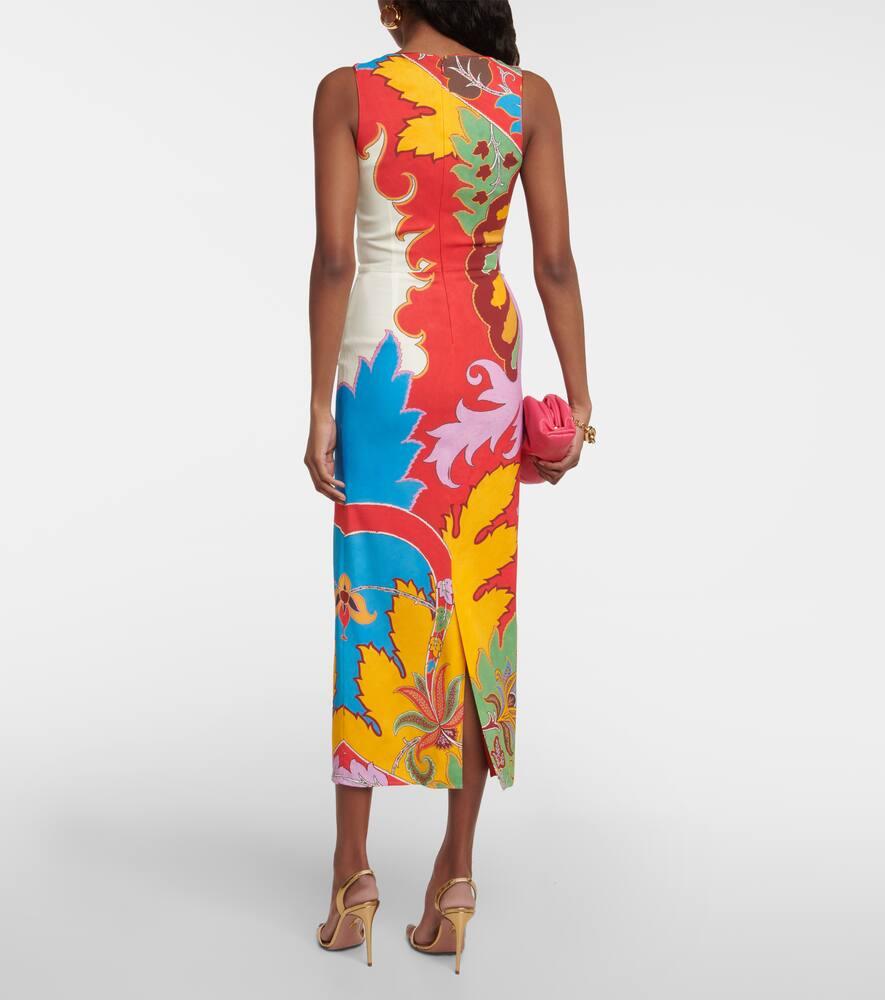 Printed cotton-blend midi dress