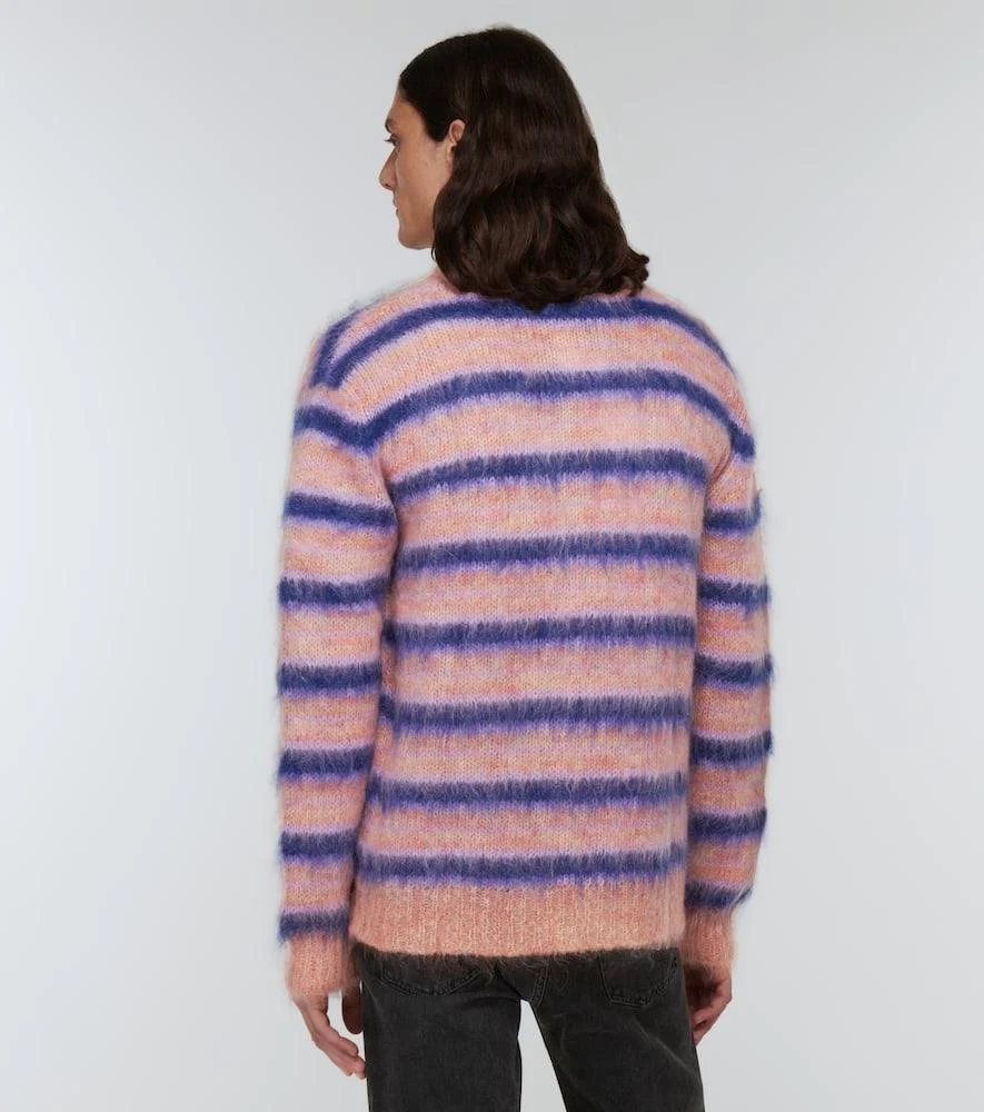 Striped brushed mohair-blend cardigan