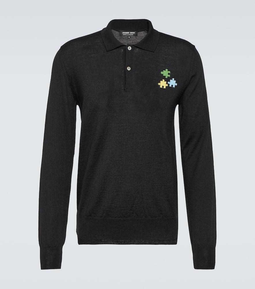 Wool jersey polo shirt