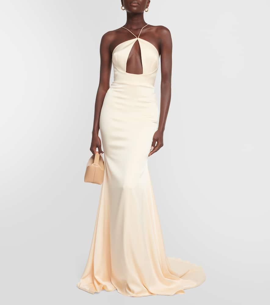 Drake halterneck cutout satin gown