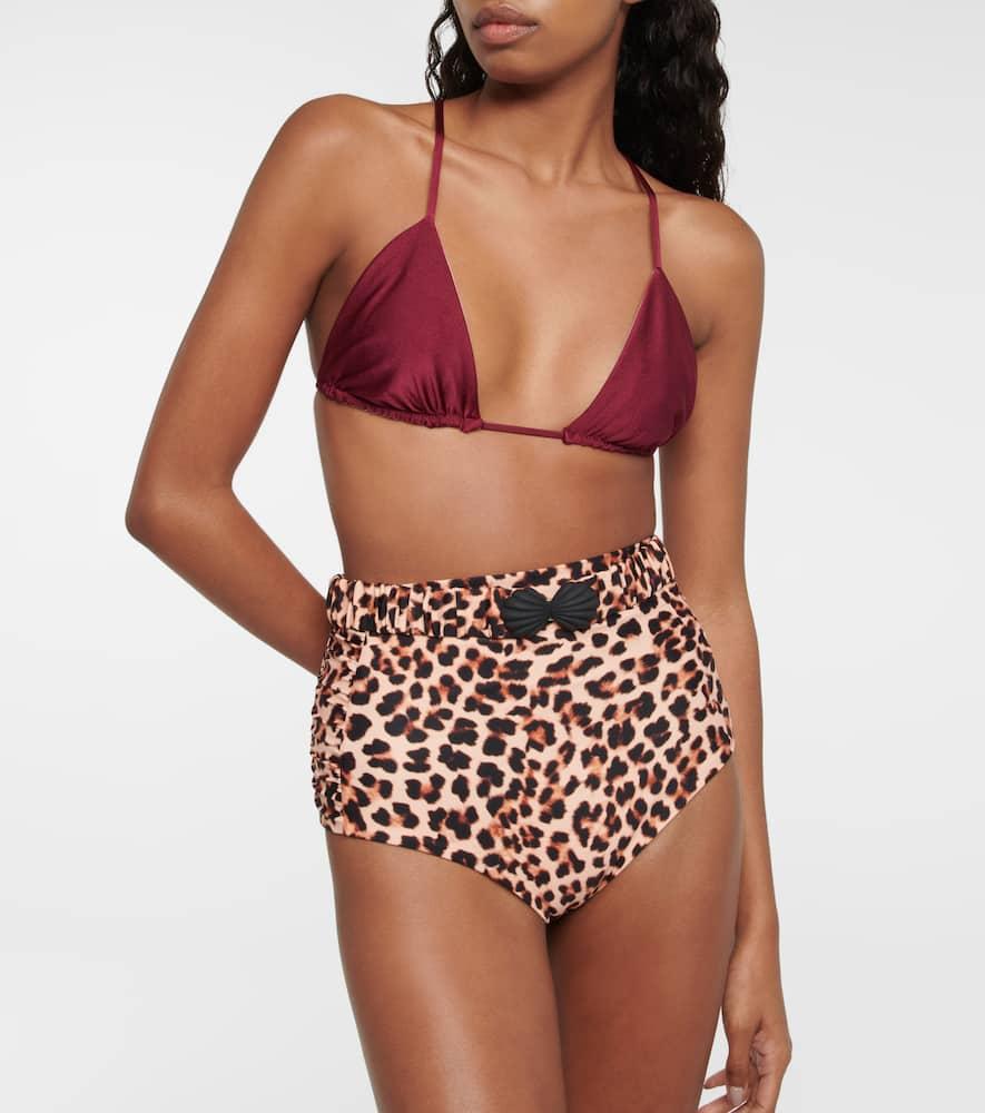 High-rise leopard-print bikini bottoms