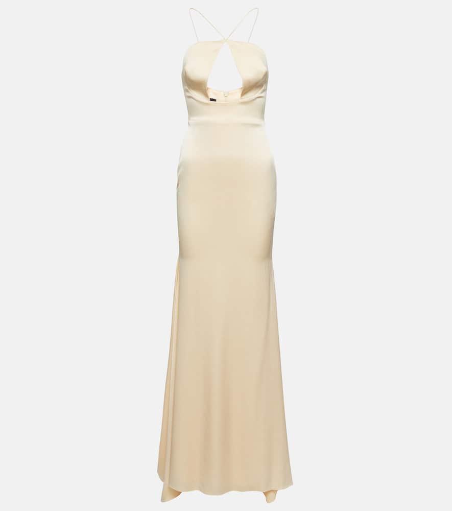 Drake halterneck cutout satin gown