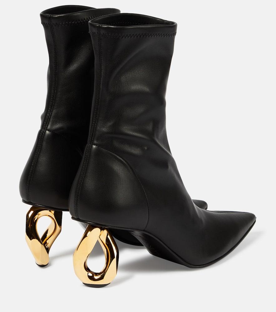 Chain leather ankle boots