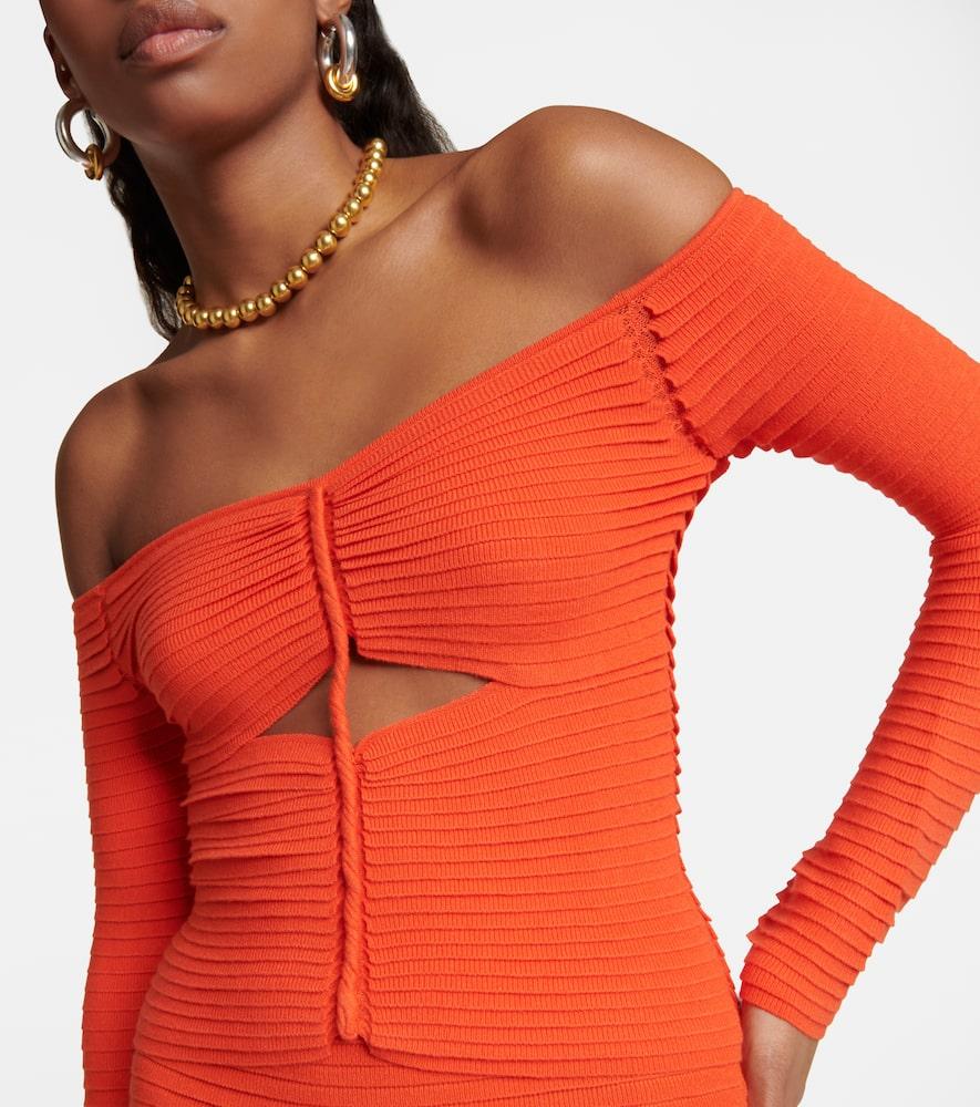 Adan cutout off-shoulder knit top