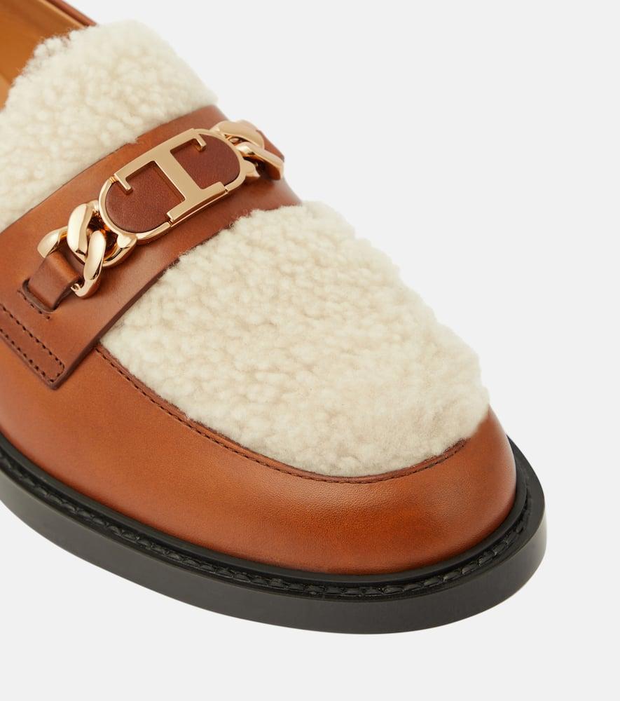 Leather and shearling loafers