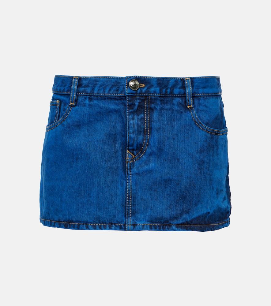 Low-rise denim miniskirt