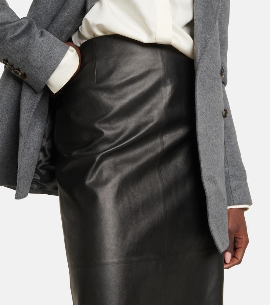 Manuela high-rise leather midi skirt