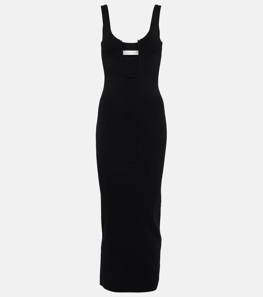 Cutout ribbed-knit midi dress