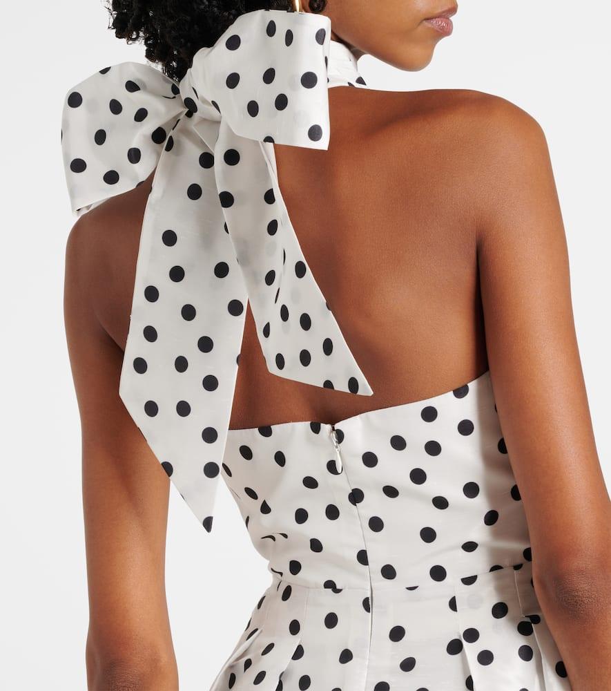 Delia polka-dot halterneck taffeta midi dress