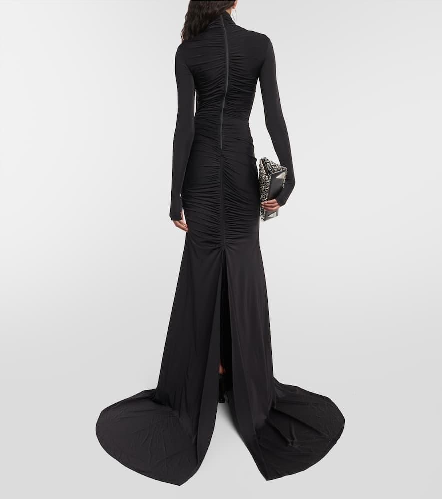 Garner mockneck ruched gown