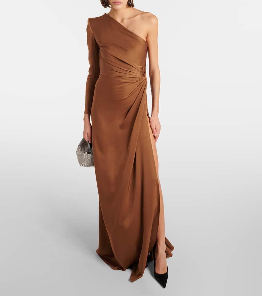 One-shoulder satin gown