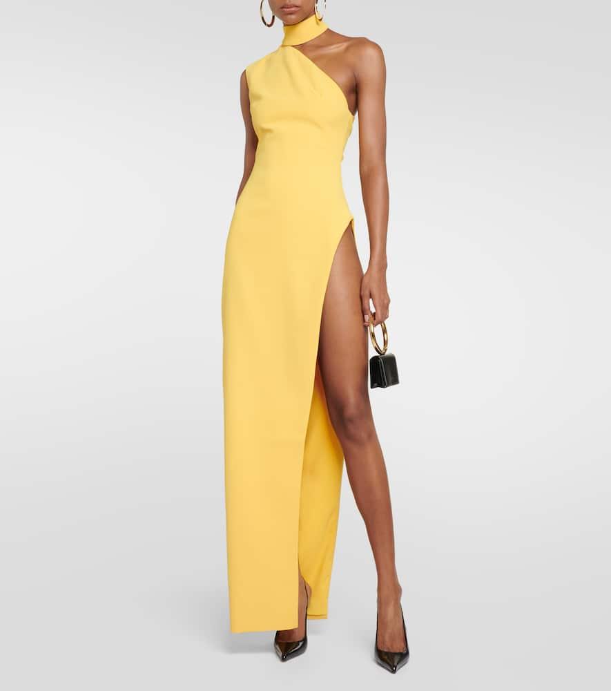 Asymmetric crêpe maxi dress