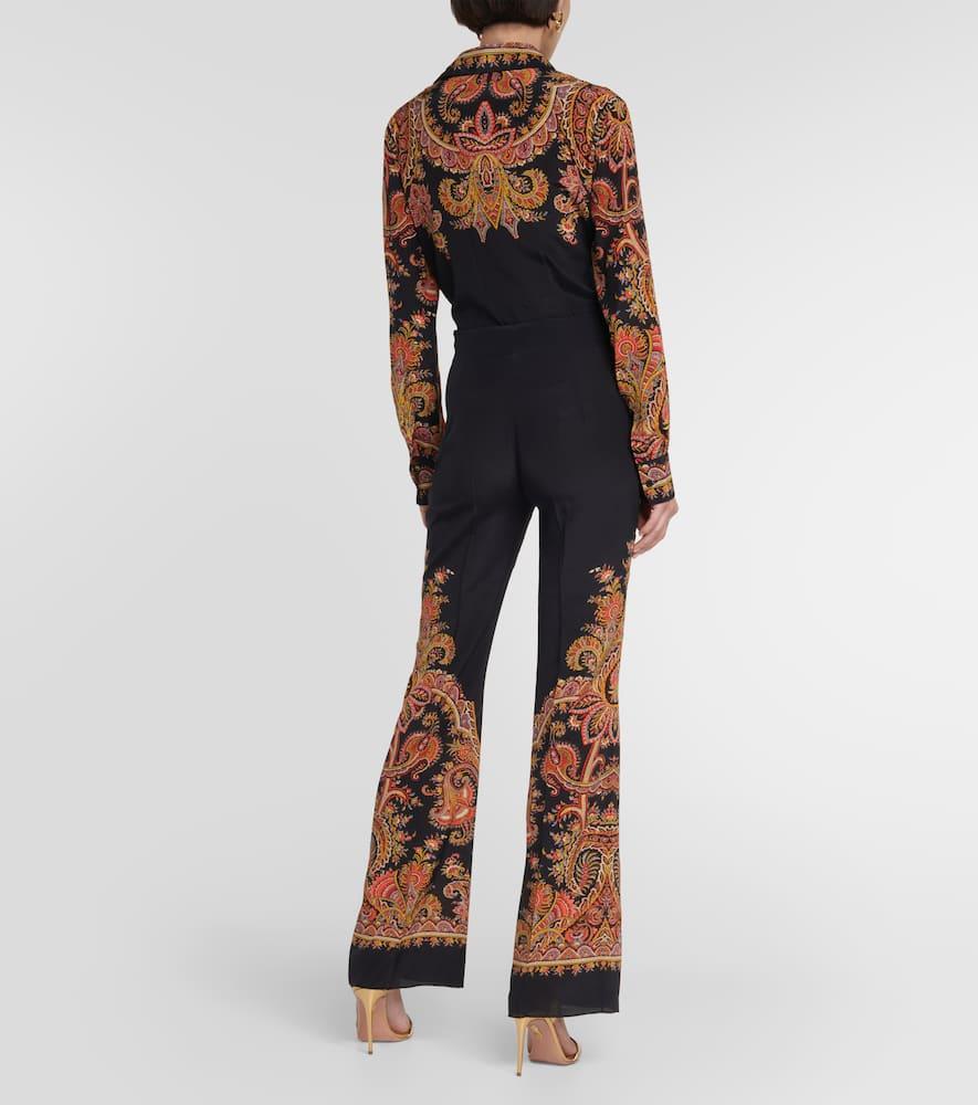 Paisley high-rise silk pants