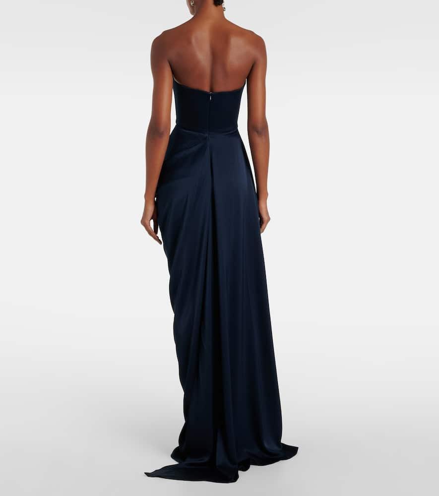 Draped satin bustier gown